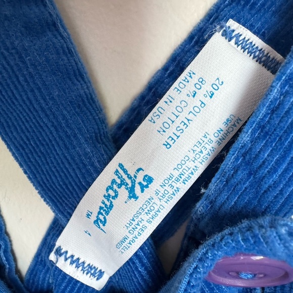 Vintage Thomas Velour Tea Cup Embroidered Overalls Size 4 - Picture 5 of 6